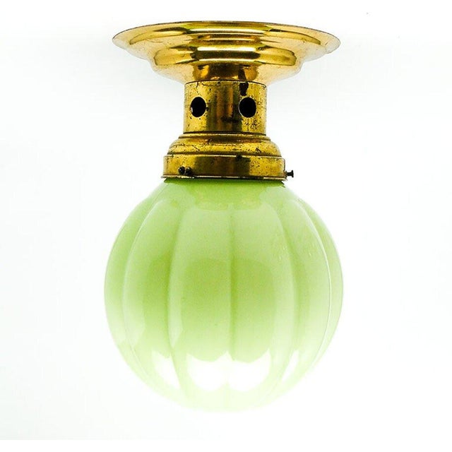 Art Deco Brass and Glass Ceiling Lamp, Germany, 1930s For Sale - Image 10 of 10