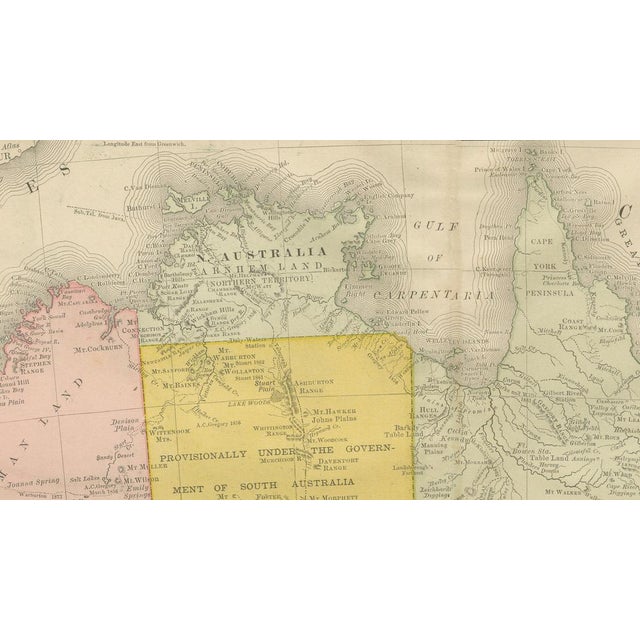 Paper Antique Australia and New Zealand Map, 1888 For Sale - Image 7 of 10