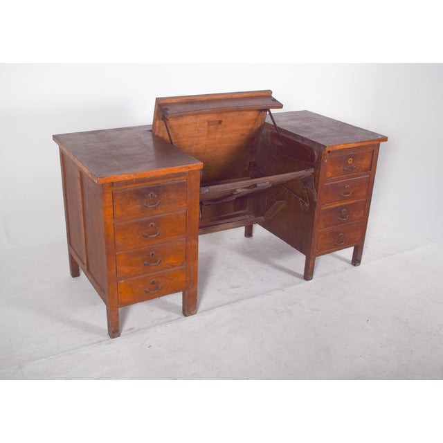 Mid-Century Portuguese Desk with Tilting Top, 1950s For Sale - Image 12 of 15