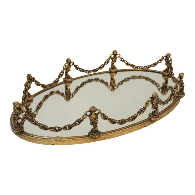 MidCentury Florentine Dresser Tray or Wall Mirror With Carytids and