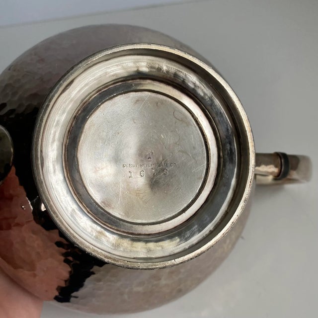 Vintage Art Deco Derby Silver Plate Co Hammered Teapot For Sale - Image 9 of 10
