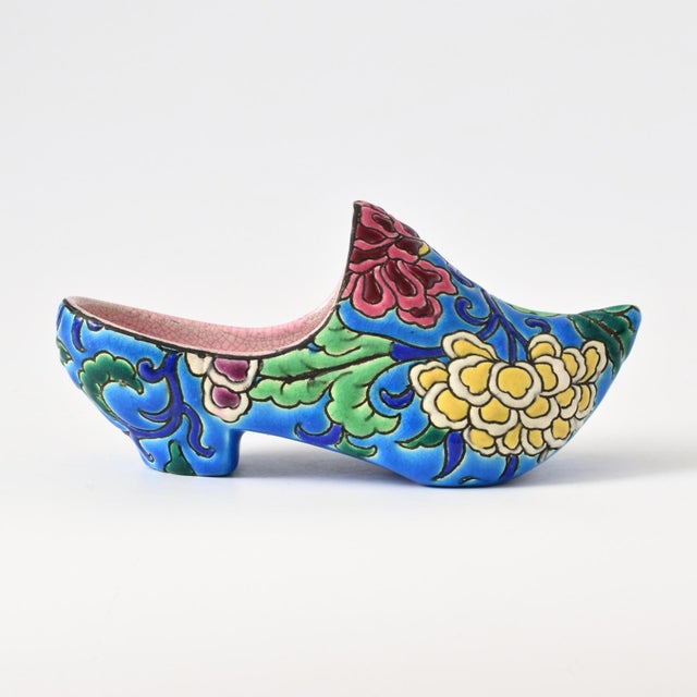 Enameled Pottery Shoe from Longwy, 1930s For Sale - Image 3 of 10