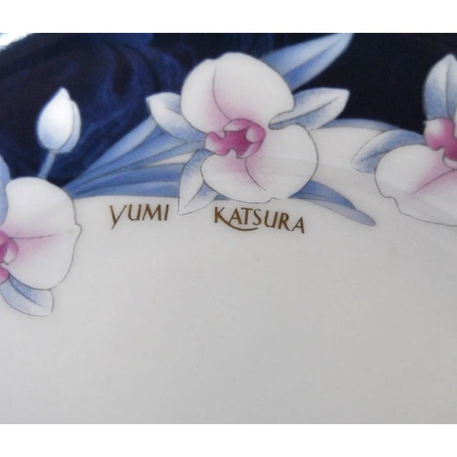 Designer Cobalt Blue Porcelain Plates, Wedding Gift, Signed Yumi Katsura - Set of 4 For Sale - Image 10 of 12