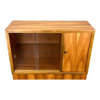 Mid-Century Walnut Display Cabinet with Bar Compartment, 1960s For Sale