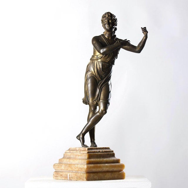 Bronze 19th C. Italian Gilt Bronze Apollo Figure on Alabaster Base For Sale - Image 8 of 12