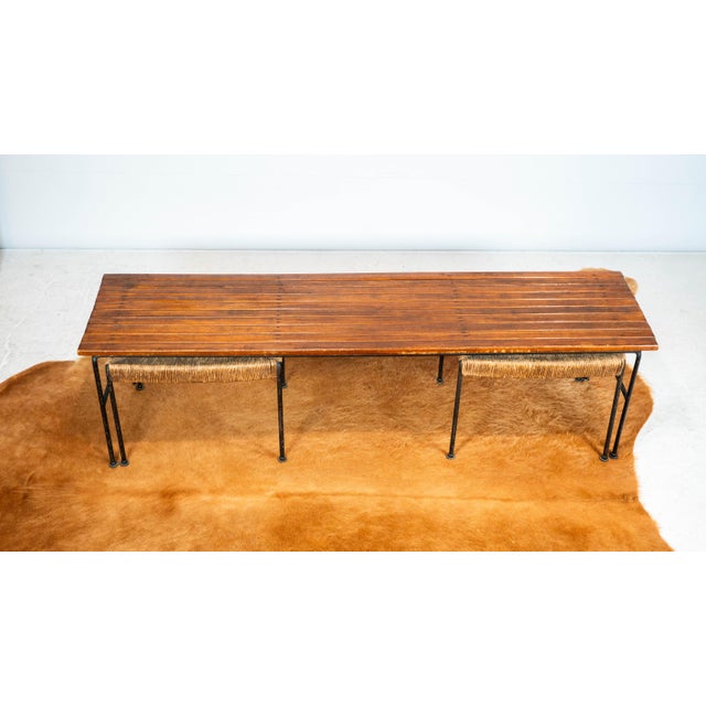 1950s Arthur Umanoff for Raymor Bench With Stools, Circa 1950s - Set of 3 For Sale - Image 5 of 18