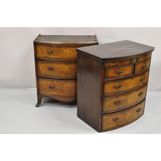 19th C English George II Burl Walnut Chest on Chest Dresser Chest of 8 Drawers For Sale - Image 10 of 13