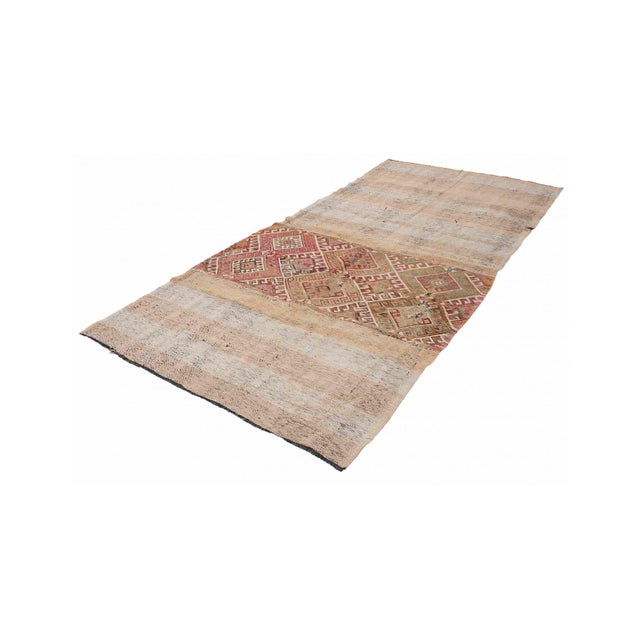 Handwoven vintage embroidered kilim rug from Marash region of Turkey. Approximately 50-60 years old. In good condition....