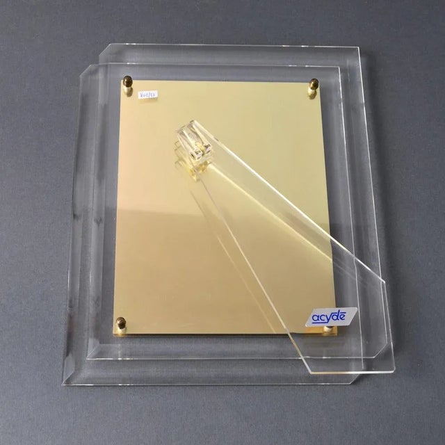 Gold Acrylic and Gilt Metal Picture Frame from Acyde, 1970s For Sale - Image 8 of 13