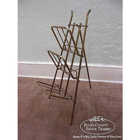 Mid Century Vintage Italian Brass Folding Collapsible Easel Magazine Stand For Sale - Image 13 of 13