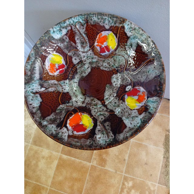 Large Decorative Dish in Glazed Ceramic Drôme from Poët-Laval, France, 1970s For Sale - Image 4 of 4
