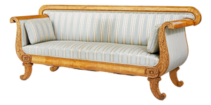 Antique Swedish Carved Birch Sofa, 1880