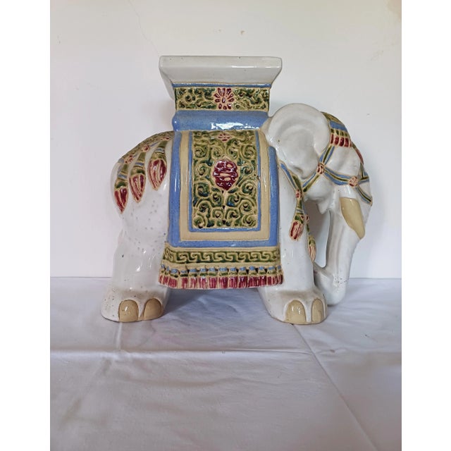 Large Ceramic Elephant Garden Stool or Plant Stand, 1960s For Sale - Image 3 of 7