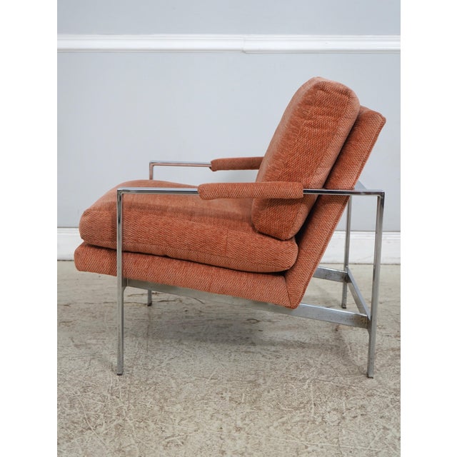 Mid-Century Modern Pair of Milo Baughman Chrome Frame Arm Chairs For Sale - Image 3 of 18