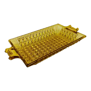 Vintage Art Deco Amber Glassware Tray