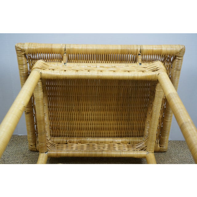 Vintage Wicker Tiered Side Accent End Table With Basket Insert For Sale - Image 9 of 12