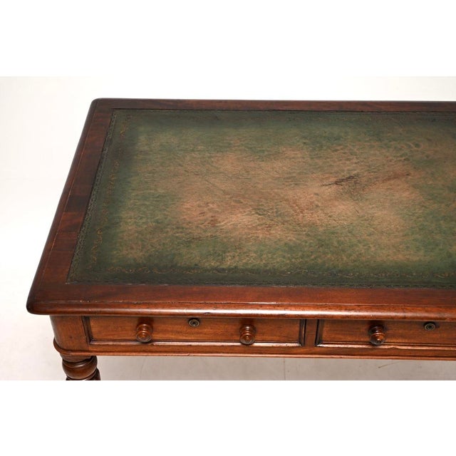 Antique Victorian Writing Table with Leather Top, 1860 For Sale - Image 6 of 11