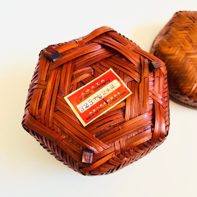 Wood Shanghai Handicrafts Wicker Box For Sale - Image 7 of 7