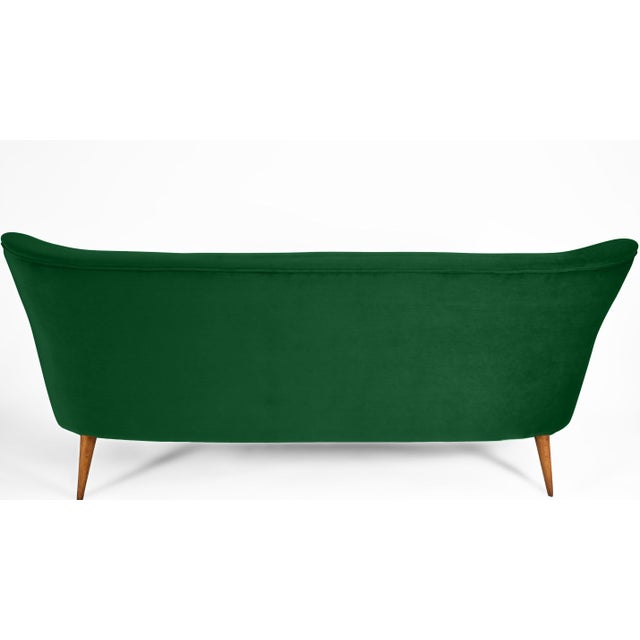 Forest Green Scandinavian Forest Green Bottle Velvet Three-Seater Sofa, 1960s For Sale - Image 8 of 8