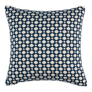 Schumacher x Celerie Kemble Betwixt 18" Pillow in Indigo/Ivory For Sale