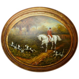 19th Century Oil on Wood English Hunt Scene For Sale