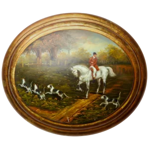 19th Century Oil on Wood English Hunt Scene