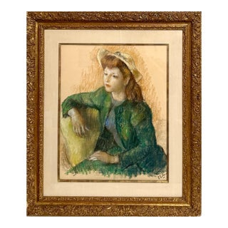 Robert Philipp, Post Impressionist Young Woman Pastel Painting Robert Philipp American Modernist For Sale
