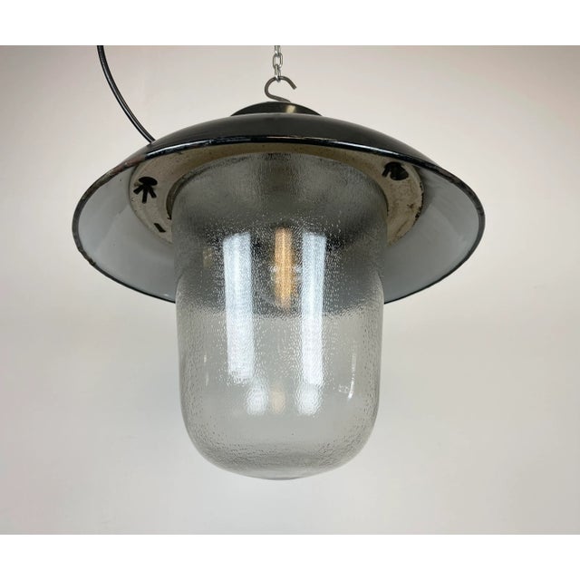 Industrial Factory Hanging Lamp in Black Enamel from Elektrosvit, 1960s For Sale - Image 6 of 13