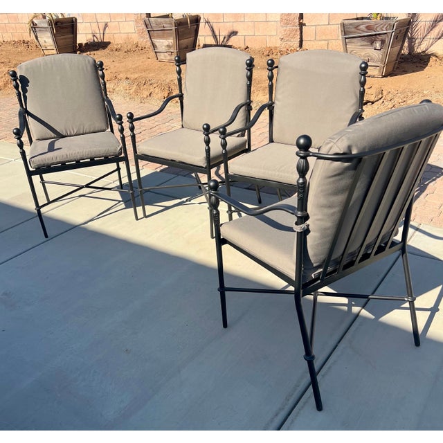 2010s Set of Four Michael Taylor “Montecito” Outdoor Dining Chairs W/ New Raincovers For Sale - Image 5 of 9
