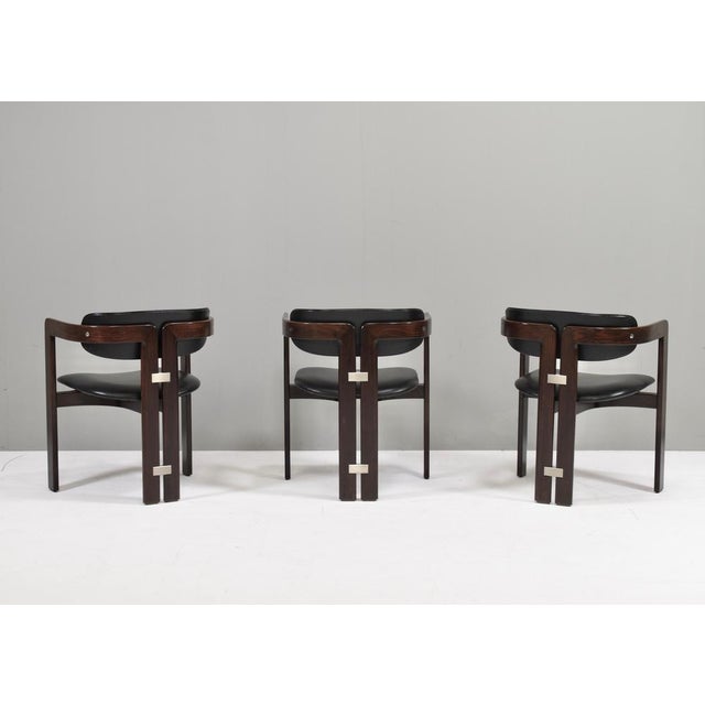 Pamplona Chairs in Black Leather by Augusto Savini, Italy, 1965, Set of 3 For Sale - Image 3 of 18