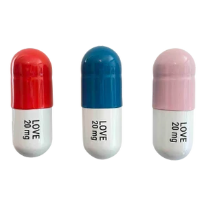 20 Mg Love Pill Combo (Light Pink, Turquoise and Orange) - Set of 3 Pop Art Sculptures by Tal Nehoray