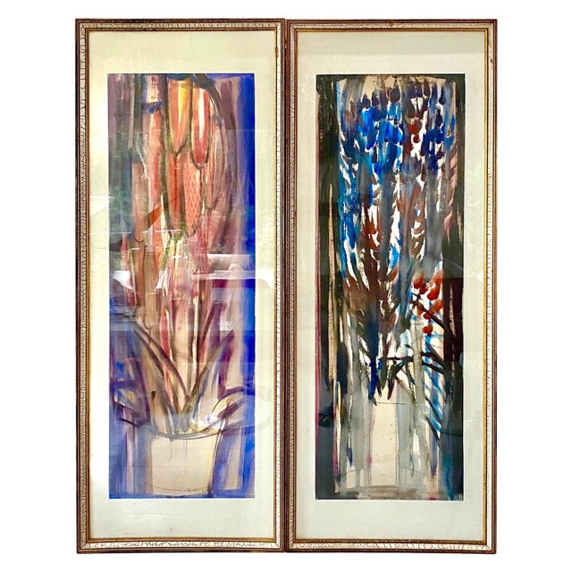 Abstract Flowers with Vase, 1960, Wood & Paper For Sale