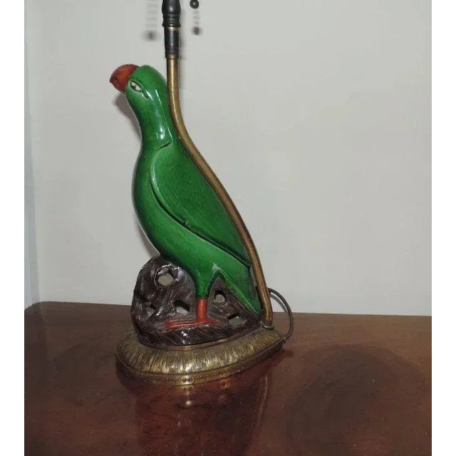 Ceramic 18th / 19th Century Chinese Export Porcelain Parrot Bird Figure Mounted as a Lamp For Sale - Image 7 of 11
