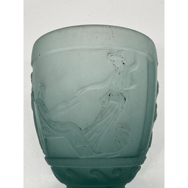 Glass Antique Georges De Feure Signed Glass Vase - Aquamarine Frosted Color For Sale - Image 7 of 11