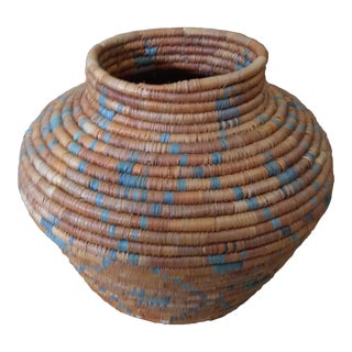 Vintage Native American Style Indian Woven Basket Bowl For Sale
