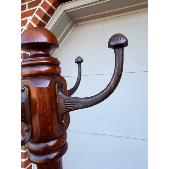 American Antique Turned Mahogany Coat & Hat Rack, Circa 1890-1910 For Sale - Image 3 of 18