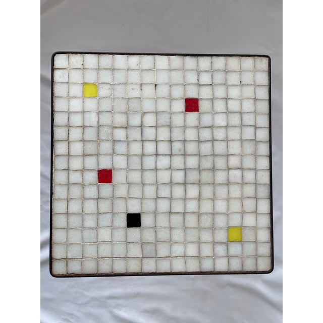 Floris Fiedeldij for Artimeta glass mosaic tile top iron nesting side tables, made in the Netherlands c. 1950's. Table top...