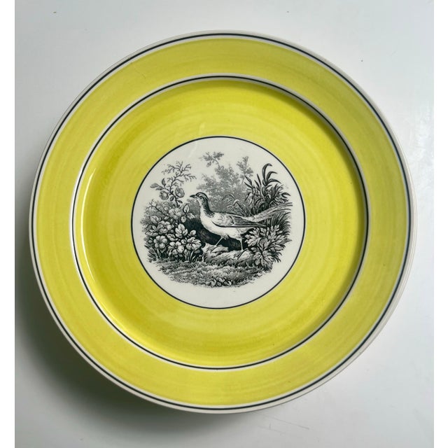 Villeroy & Boch Late 20th Century Villeroy and Boch Yellow Rimmed Bird Plates, Pattern Is India- Set of 6 For Sale - Image 4 of 8