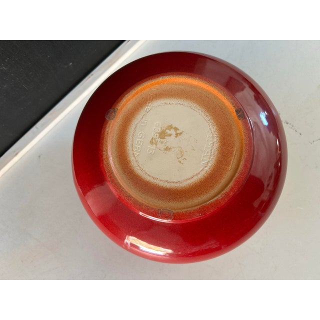 Mid-Century Modern 90's Modernist Amano Art Pottery Deep Red Made in Germany Vase For Sale - Image 3 of 5