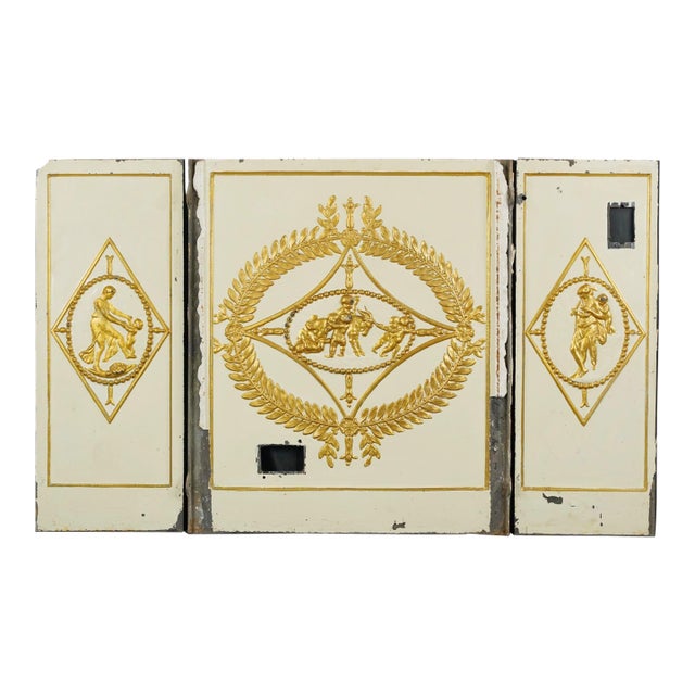 The Plaza Hotel French Cast Iron Fireback Set For Sale