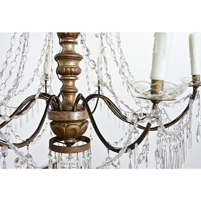 Wood Italian 18th Century Massive Giltwood and Crystal Chandelier For Sale - Image 7 of 18