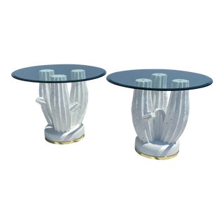 1980s Hollywood Regency Plaster Cactus Side Tables - a Pair For Sale