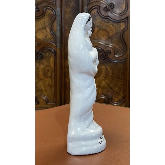 White Earthenware Saint Mary Figure, 1900s For Sale - Image 5 of 10