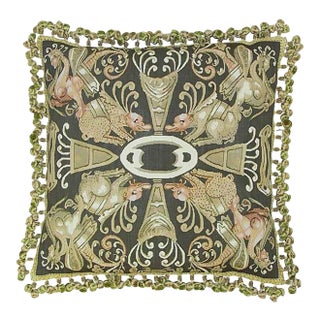 Aubusson Handwoven Silk 24"x24" Throw Pillow For Sale