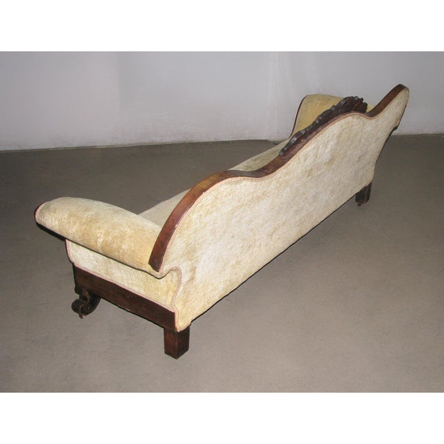 Early 20th Century Victorian Revival Tan Velvet Carved Wood Sofa For Sale - Image 10 of 14