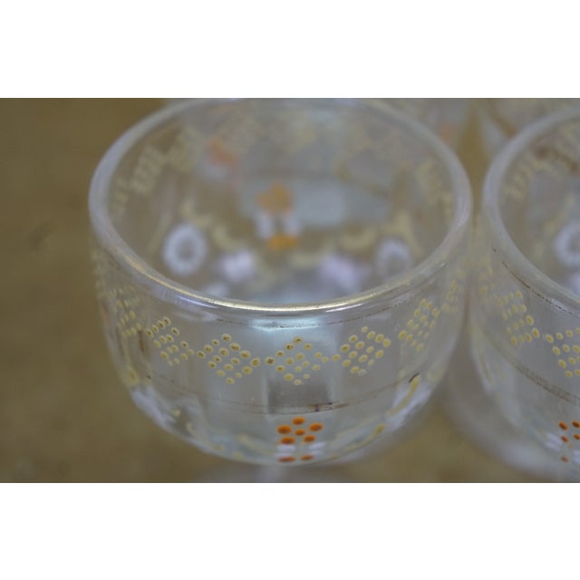 Antique Victorian Bohemian Enameled Decanter & 6 Cordial Goblet Glasses 12" For Sale - Image 15 of 18
