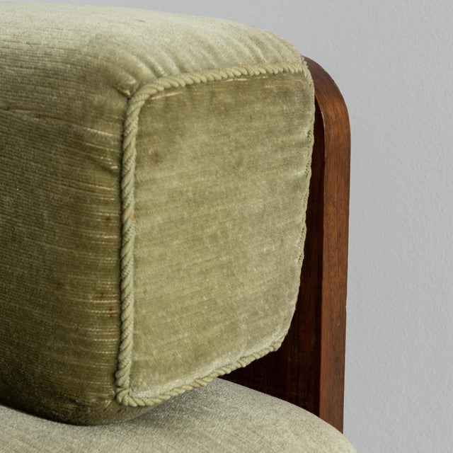 1930-1939 France Deep Olive Green Pair Of Upholstered Sofas For Sale - Image 10 of 10