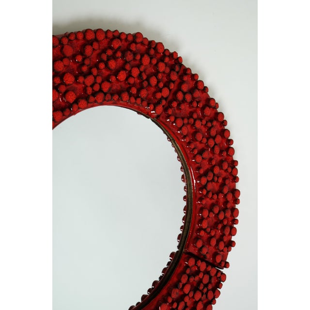 Large Red Ceramic Mirror by Oswald Tieberghien, 1970s For Sale - Image 15 of 18