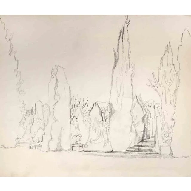 Landscape is a pencil drawing realized by Reynold Arnould (Le Havre 1919 - Parigi 1980). Good condition on a yellowed...