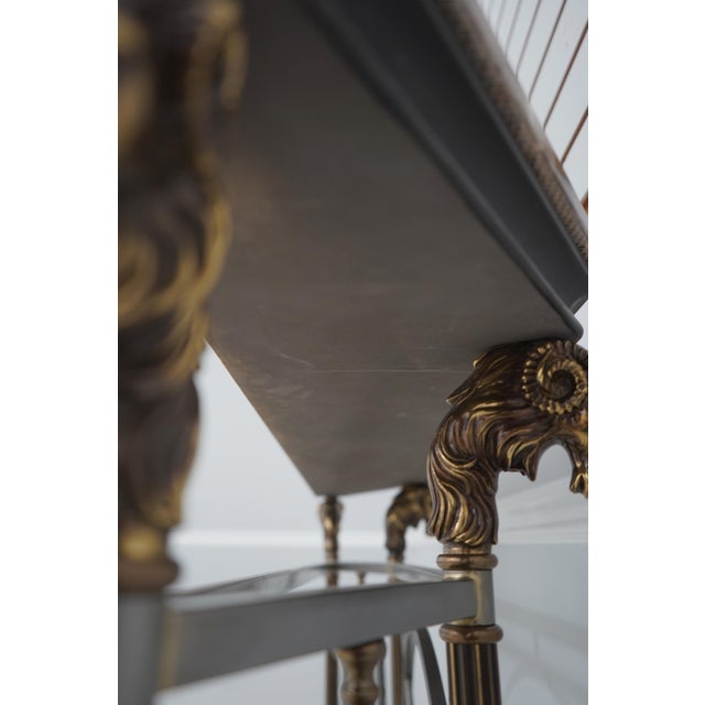 Maitland Smith French Empire Marble Top Steel Base Console Table For Sale - Image 16 of 17